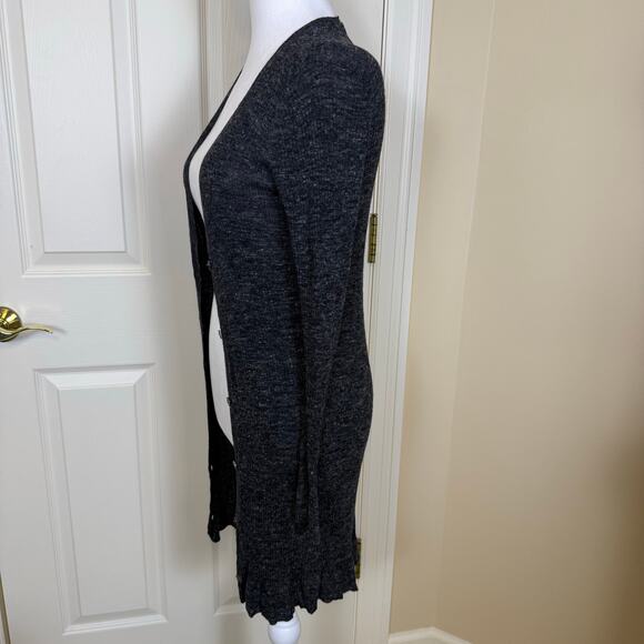 Eileen Fisher Long Ribbed Cardigan Women’s XS Heather Gray Wool Linen Blend EUC - Picture 3 of 7